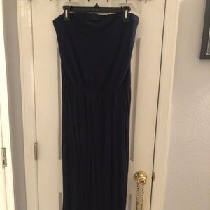 Long Gap Navy Strapless Cotton Dress
